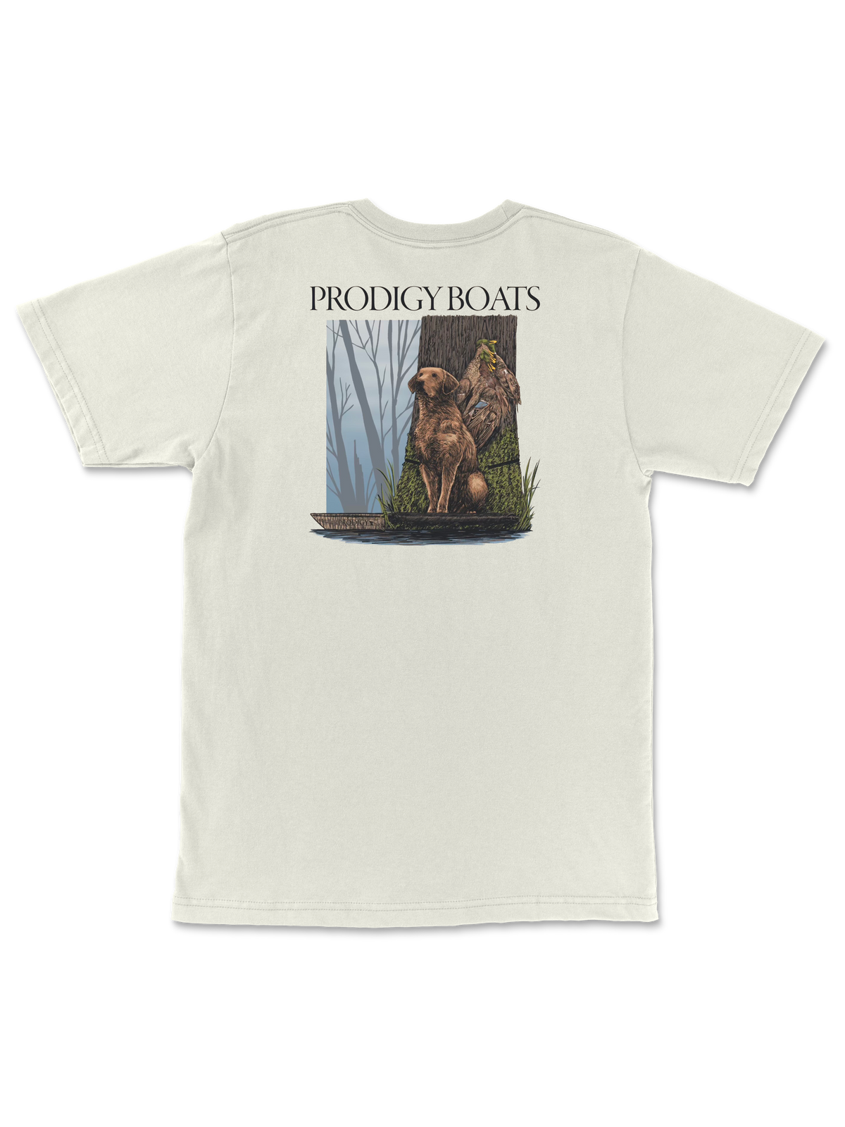 Dog Stand Pocket Tee in Ivory, back view showing the full graphic
