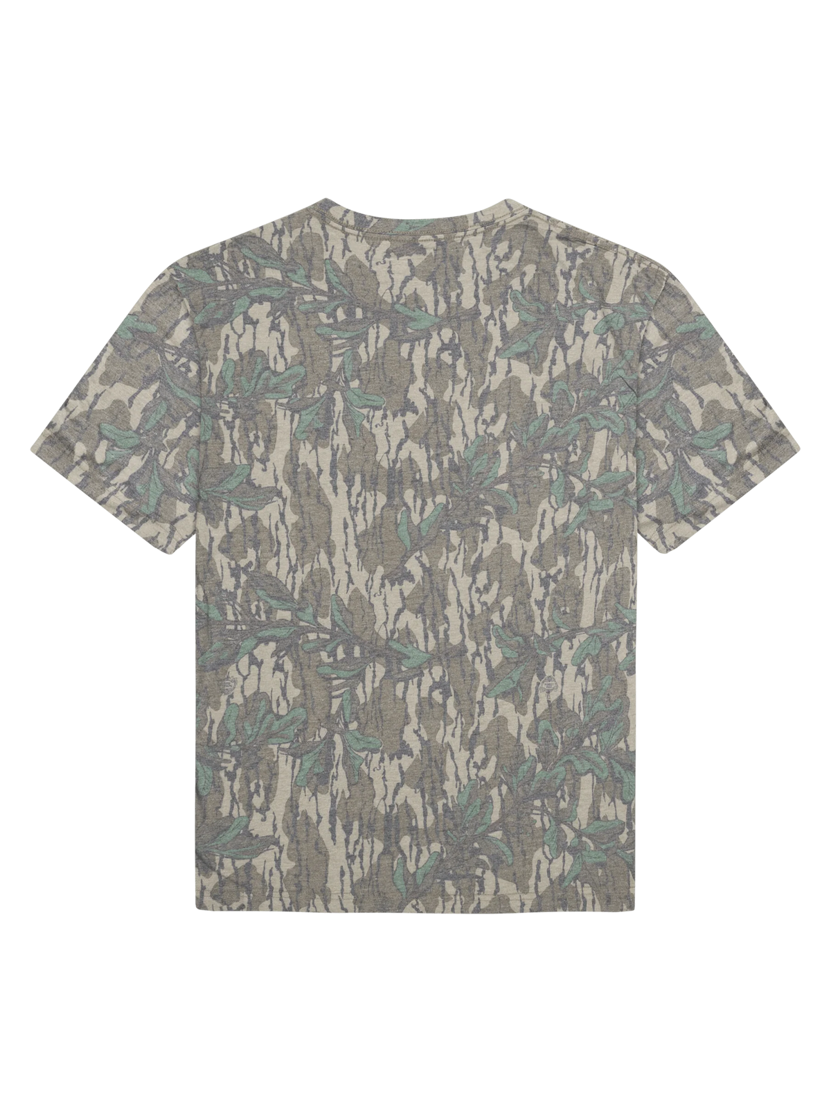 Washed Out Camo Tee in Greenleaf camo, back view