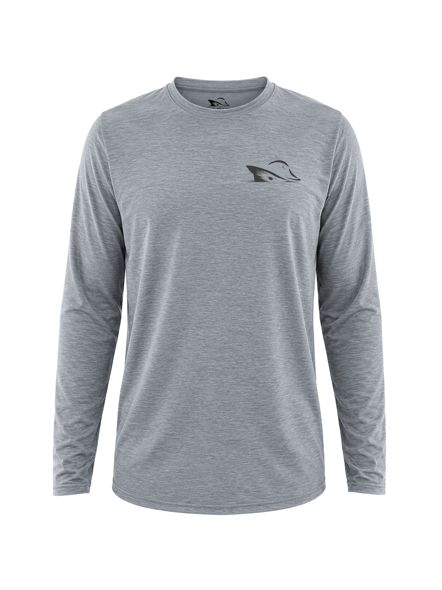 Grey Performance Long Sleeve in Heather Gray, front view