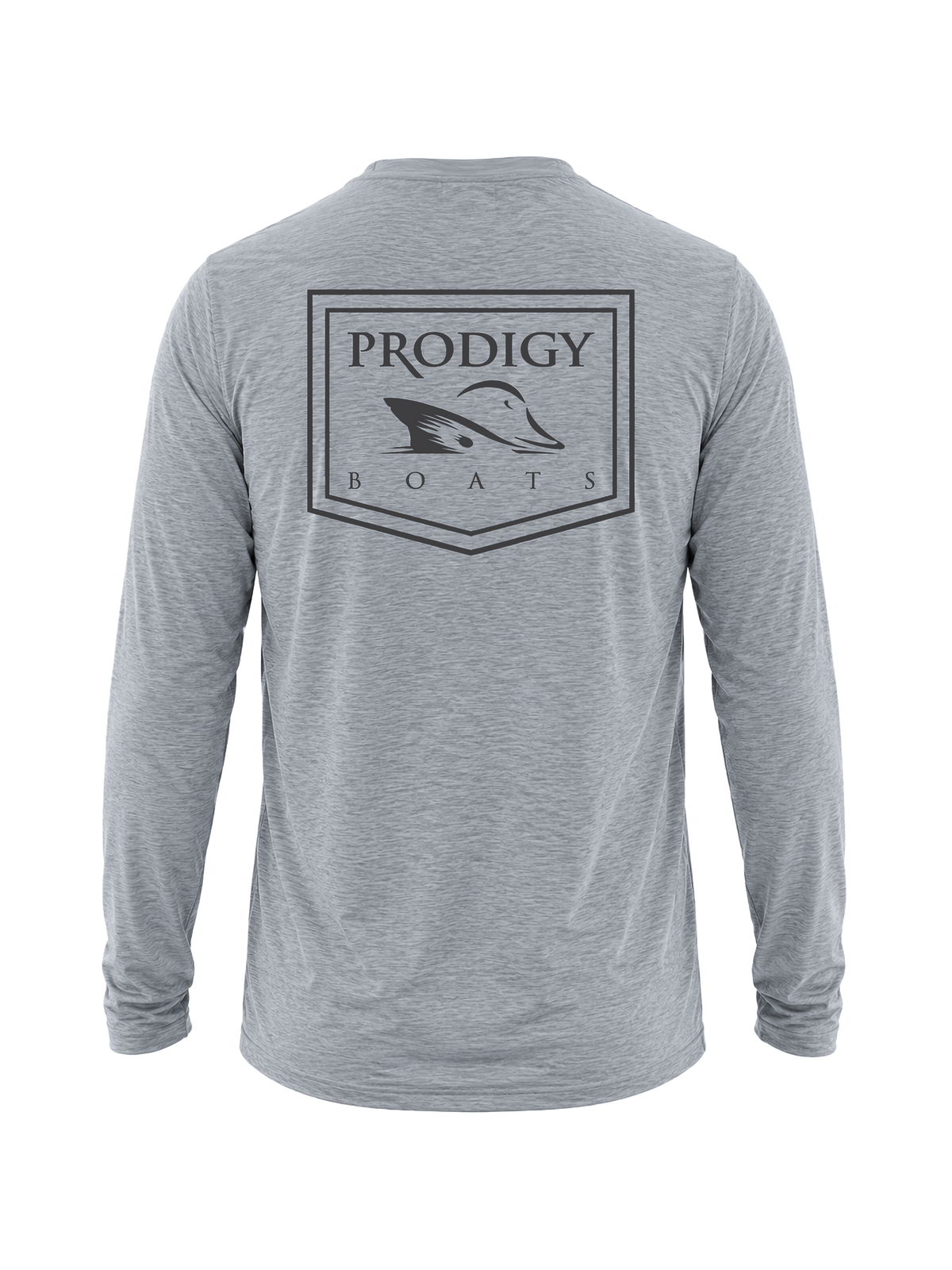 Grey Performance Long Sleeve in Heather Gray, back view