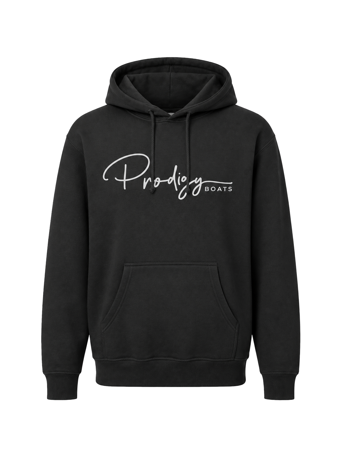 Performance Script Hoodie in Black, front view