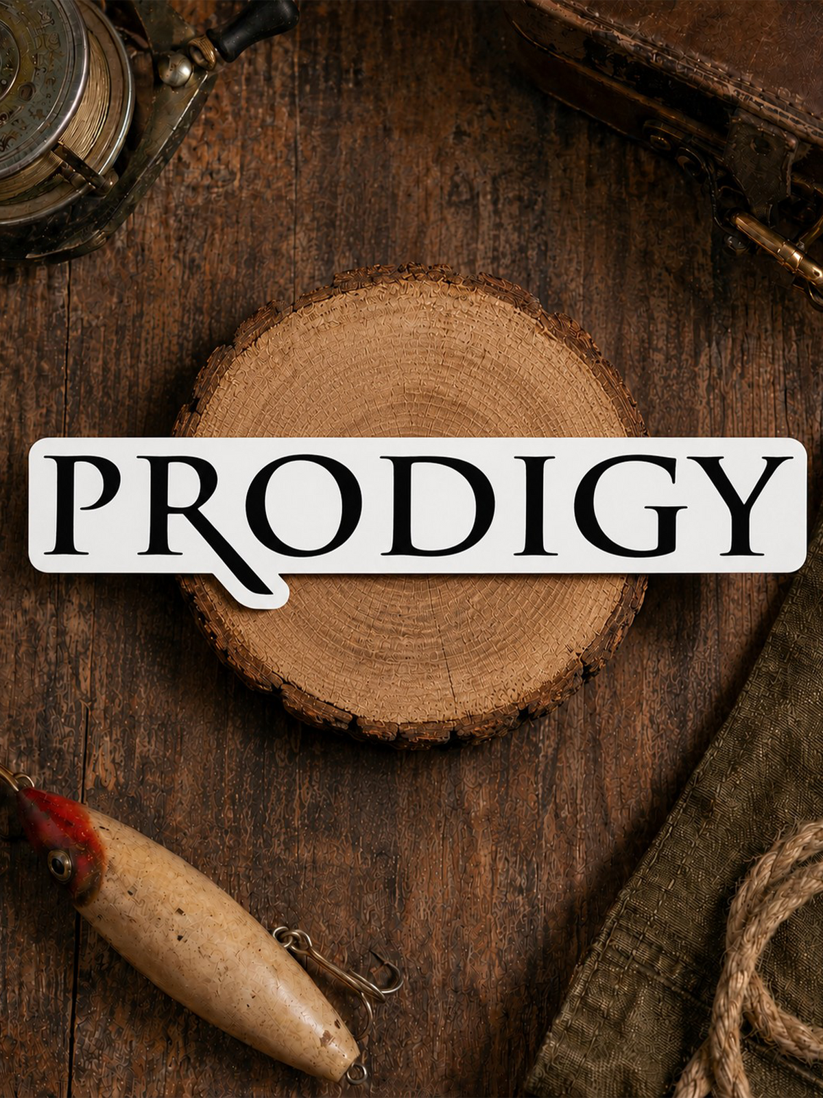 Prodigy Boats wordmark vinyl decal applied on a surface